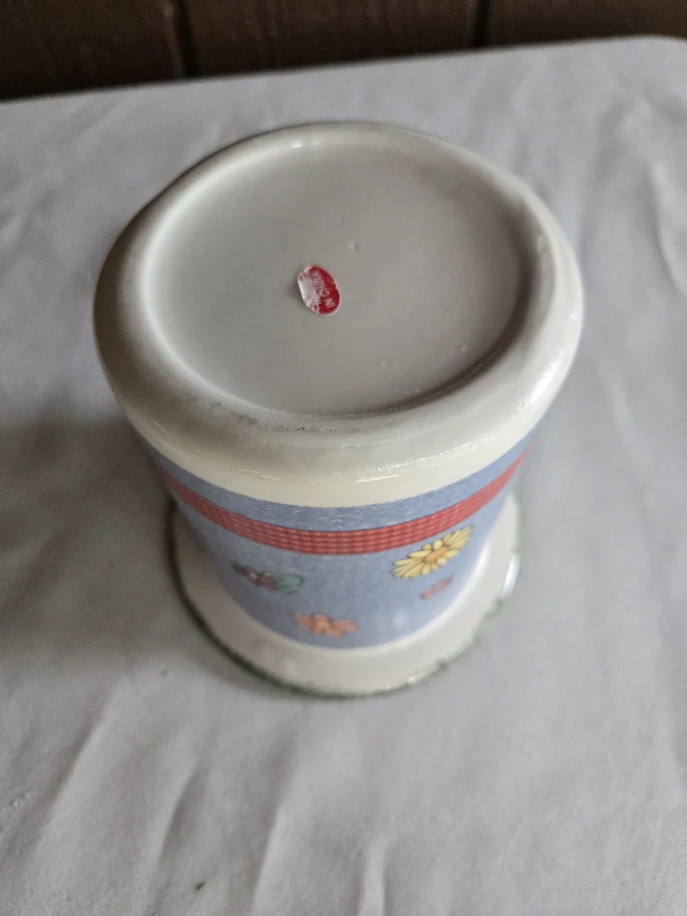Blue Floral Ceramic Cooking Utensil Holder or Vase